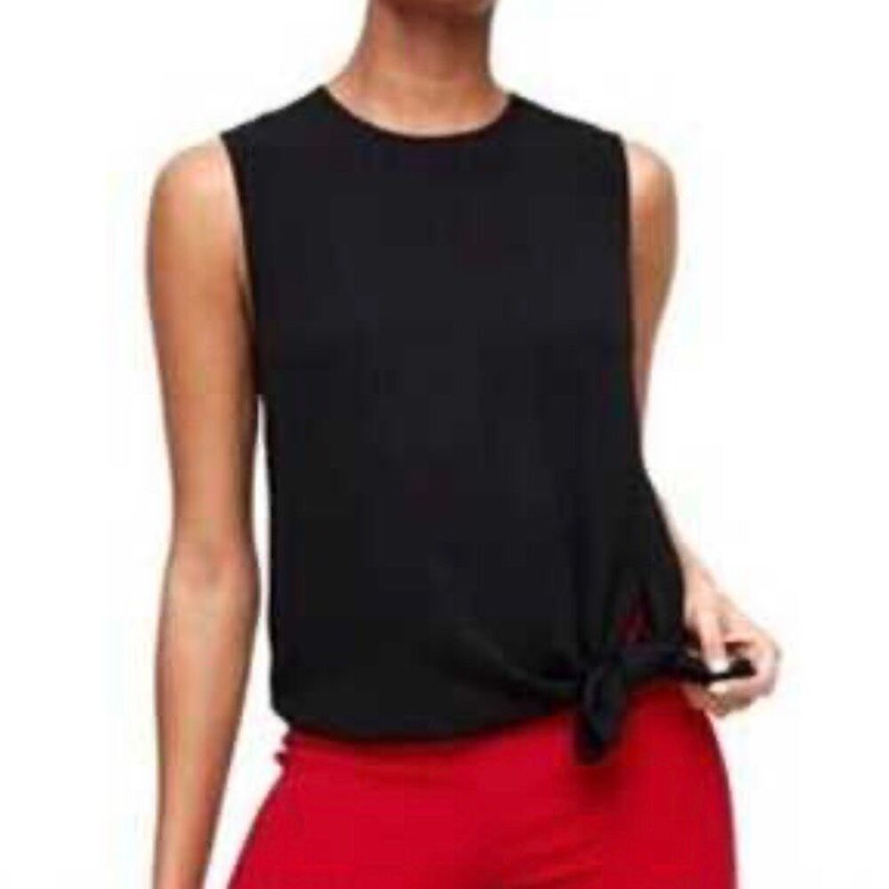 Aritzia Babaton Hopkins asymmetrical hem basic staple tank blouse can tie in the